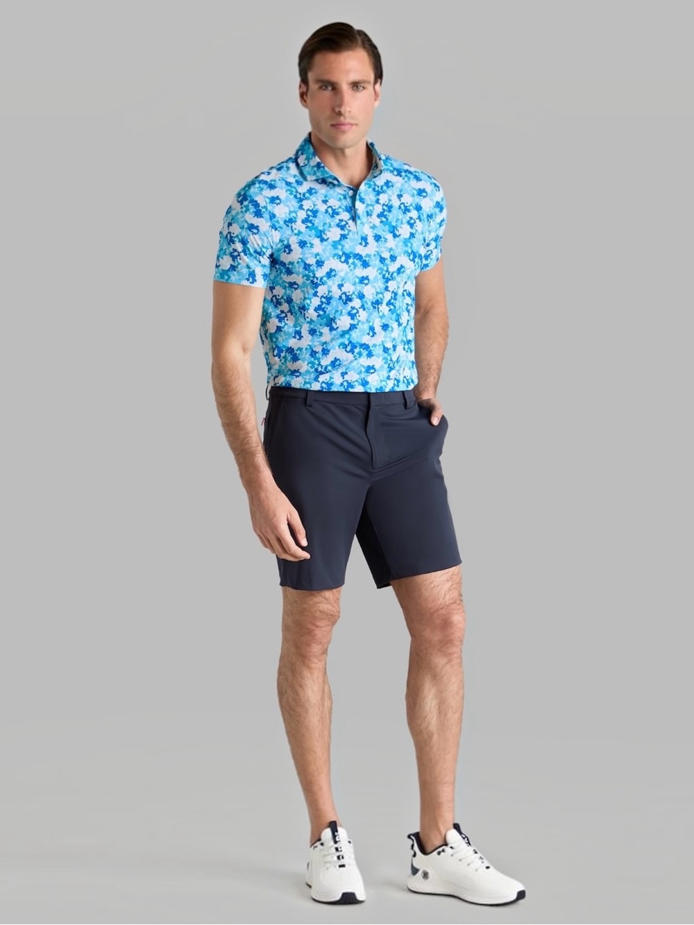 NWT G/FORE Camo Floral Tech Piqué Golf Polo Blue S